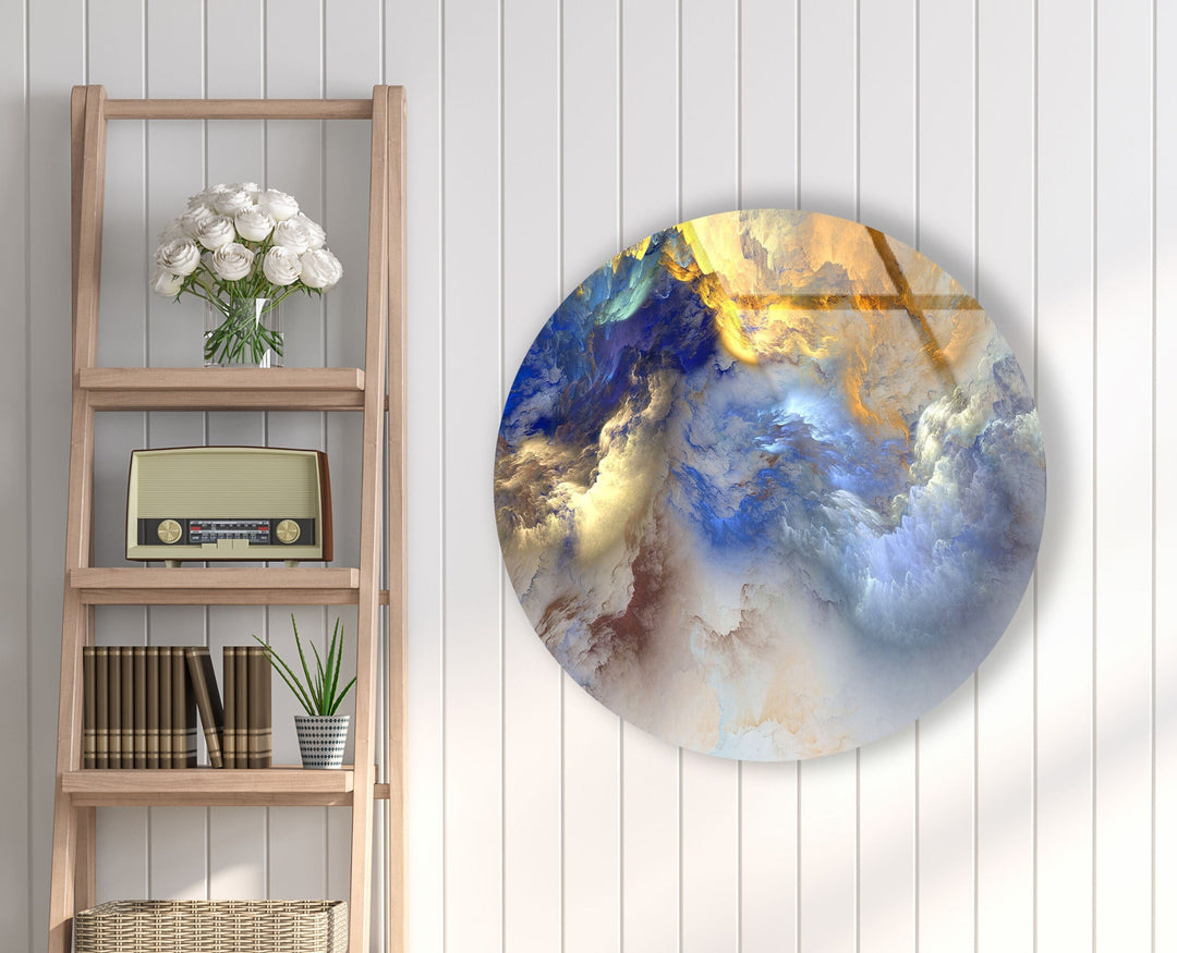 Abstract Clouds Round Glass Wall Art glass pictures for Wall, glass prints wall art