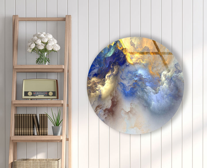 Abstract Clouds Round Glass Wall Art glass pictures for Wall, glass prints wall art