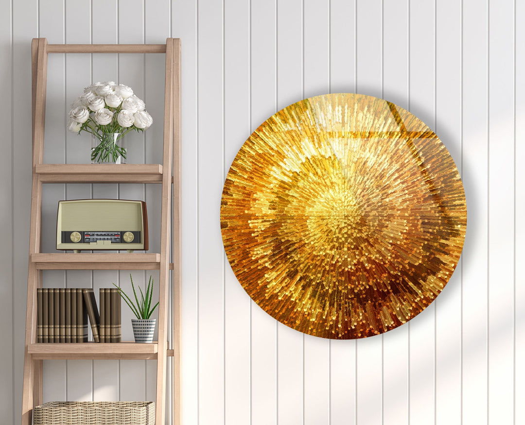 Golden Spiral Abstract Round Glass Wall Art glass photo prints, glass picture prints