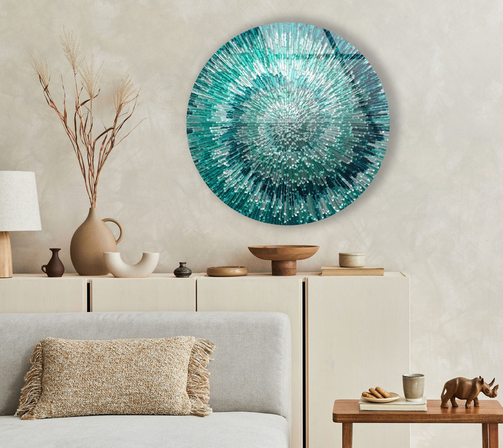 Silver and Green Round Glass Wall Art Transform Your Home: Decorate with colors that match your carpets and furniture. Modernize Your Space: Achieve a sleek, contemporary look. Add Vibrancy: Infuse life and color into your walls.