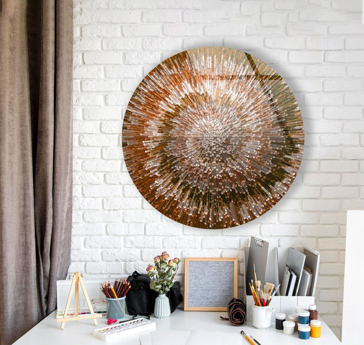 Orange Spiral Abstract Round Glass Wall Art stained glass wall art, stained glass wall decor