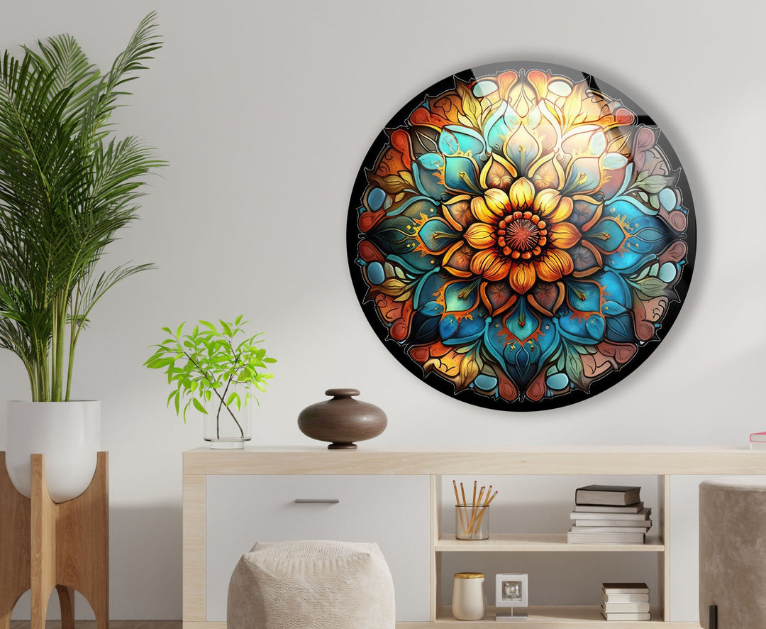 Mandala Round Flower Glass Wall Art art glass wall art, glass wall art pictures
