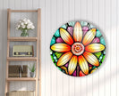 Stained Flower Round Tempered Glass Wall Art