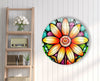 Orange Stained Flower Round Glass Wall Art glass photo prints, glass picture prints
