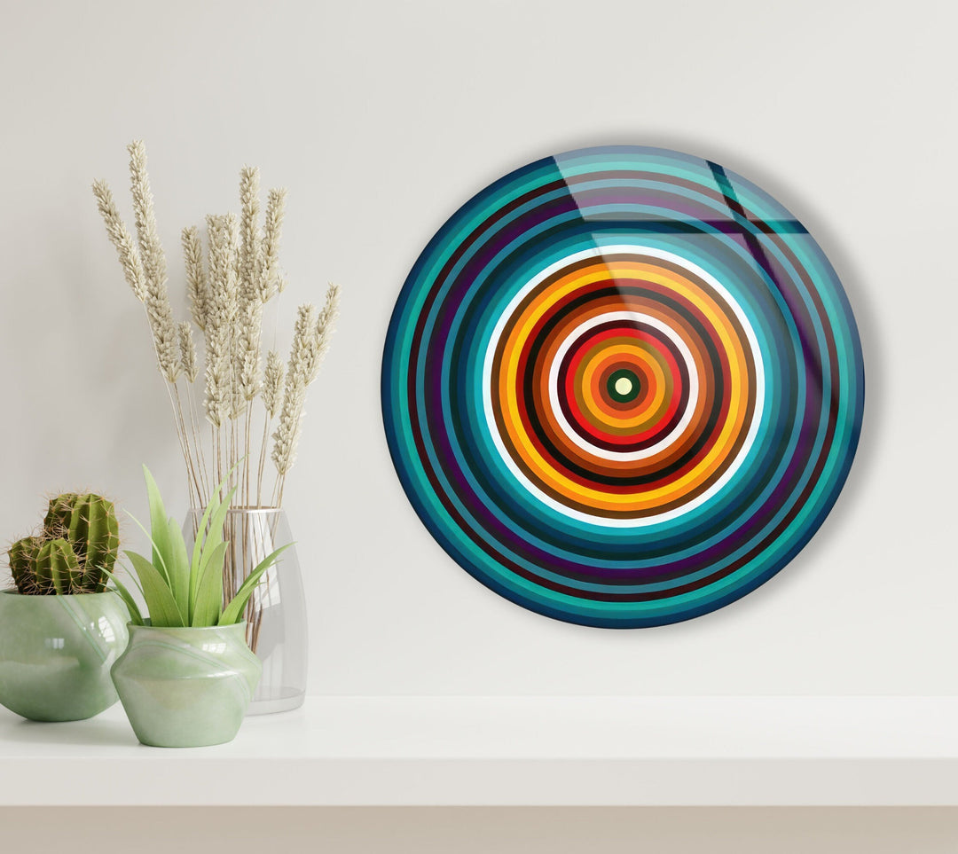 Modern Blue Abstract Round Glass Wall Art stained glass wall art, stained glass wall decor