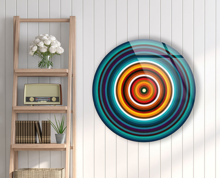 Modern Blue Abstract Round Glass Wall Art custom glass pictures, glass art prints