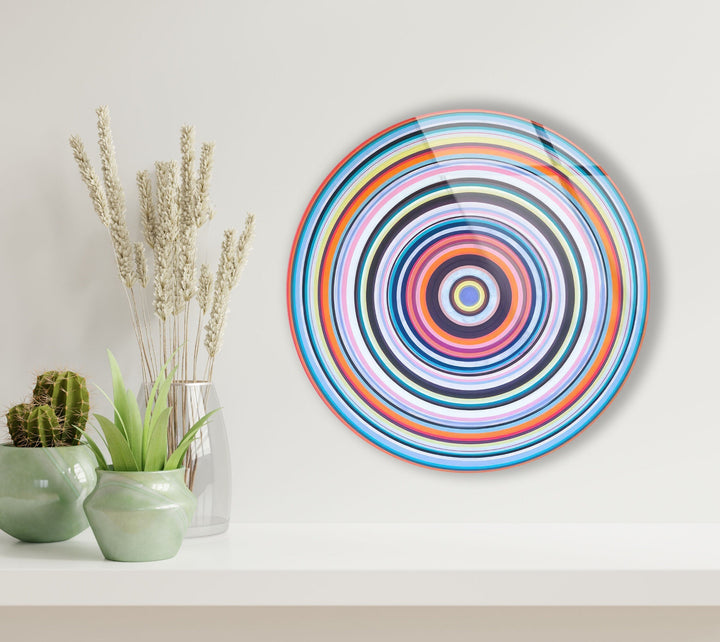 Pink Spirals Abstract Round Glass Wall Art glass pictures for Wall, glass prints wall art