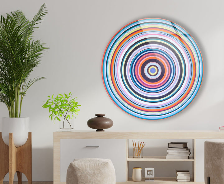 Pink Spirals Abstract Round Glass Wall Art Glass Printing Wall Art, Print photos on glass