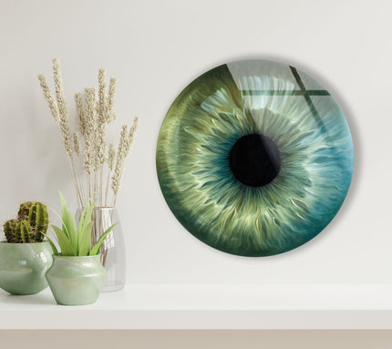 Green Eye Round Glass Wall Art