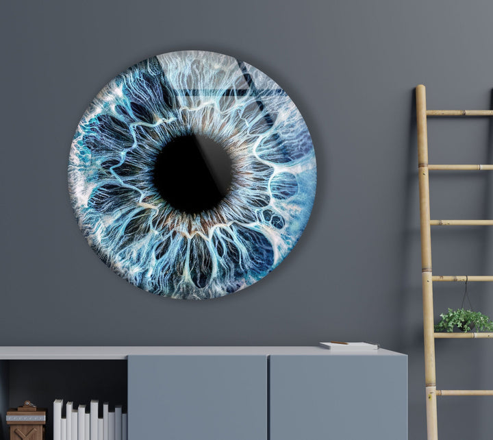 Blue Eye Round Glass Wall Art Glass Printing Wall Art, Print photos on glass