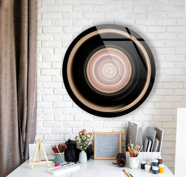 Black Holes Round Glass Wall Art Modern wall decoration for your home with black lines