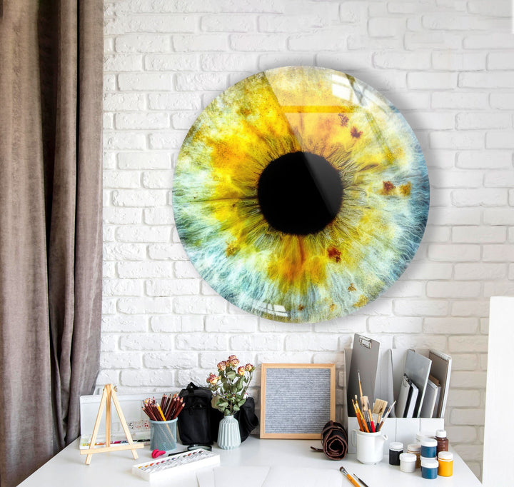 Colored Eye Round Glass Wall Art glass art painting, glass art for the Wall
