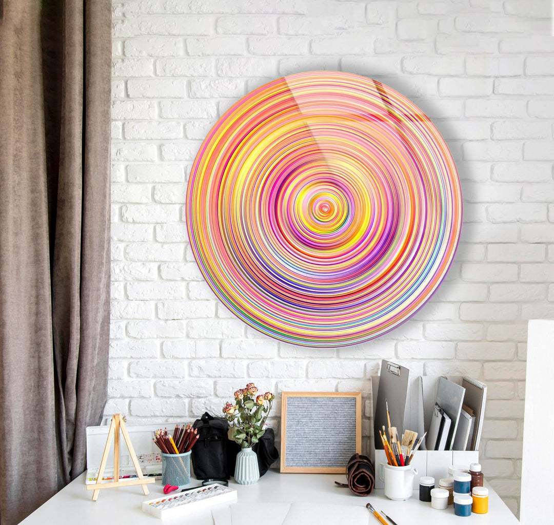 Pink Circles Abstract Round Glass Wall Art  glass photo prints, glass picture prints