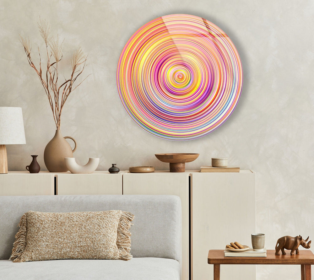 Pink Circles Abstract Round Glass Wall Art  glass photo prints, glass picture prints