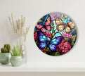 Stained Butterfly Round Tempered Glass Wall Art