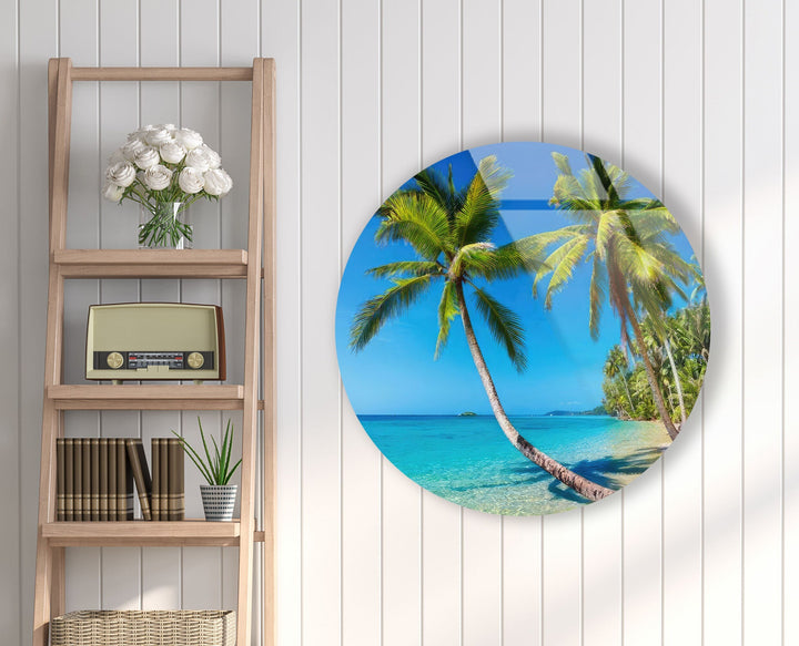 Tropical Landscape Round Glass Wall Art large glass photo prints, glass wall photos
