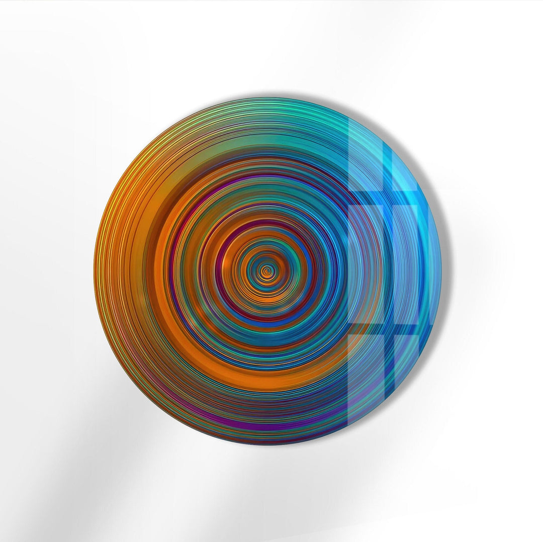 Orange Spiral Abstract Round Glass Wall Art stained glass wall art, stained glass wall decor