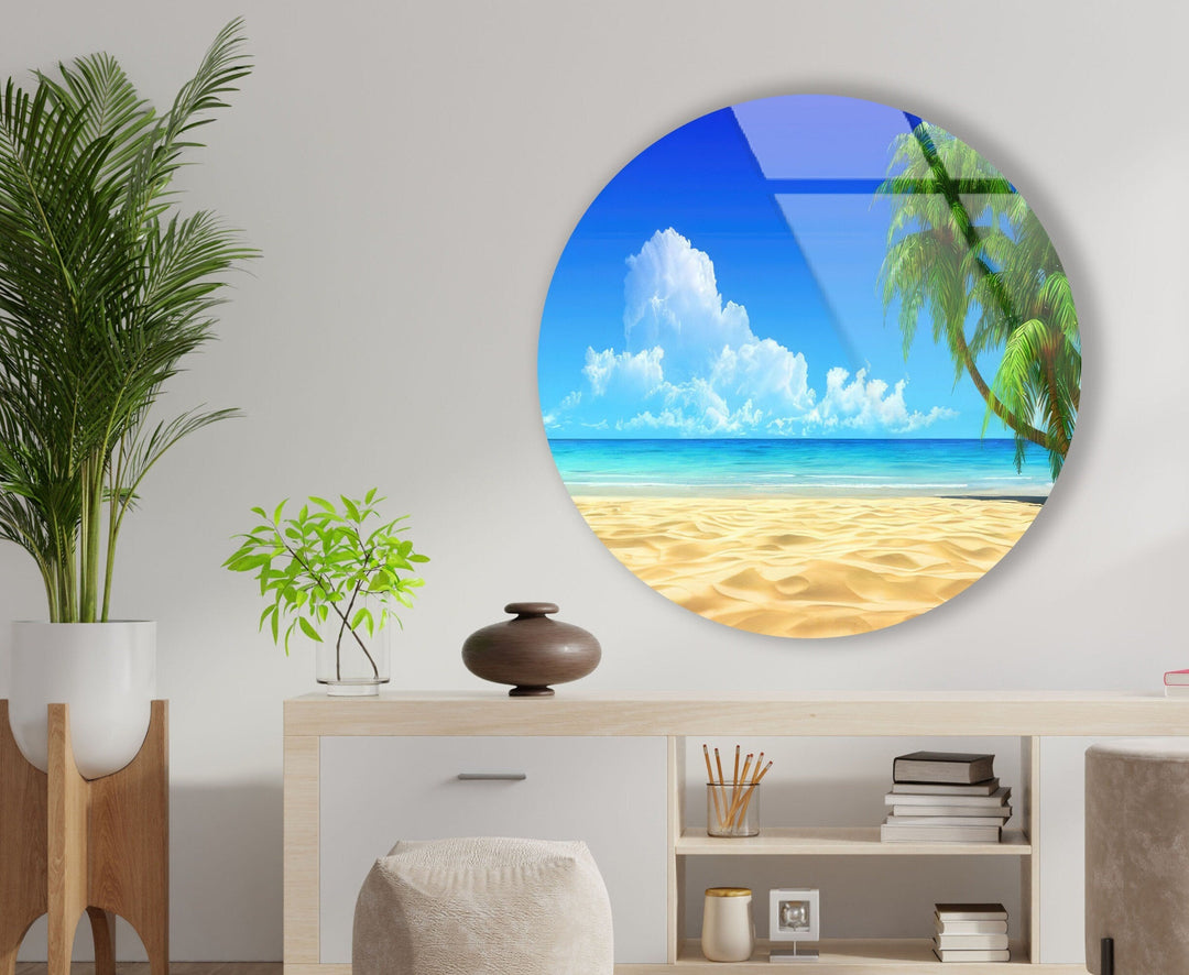 Tropical Landscape Round Glass Wall Art art glass wall art, glass wall art pictures
