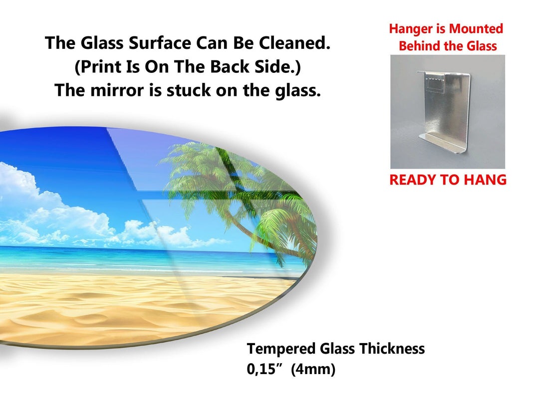 Tropical Landscape Round Glass Wall Art