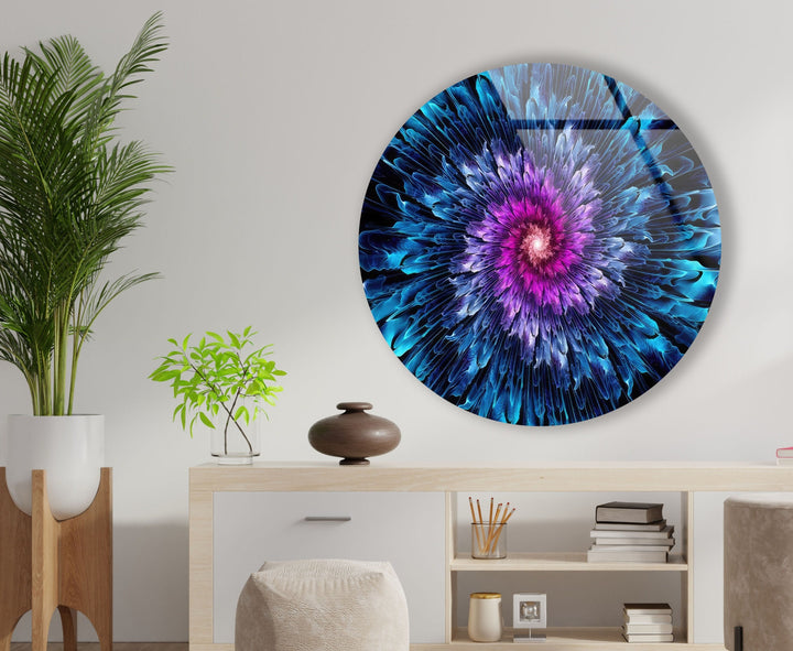 Abstract Round Purple & Blue Glass Wall Art print on glass, glass printed photos
