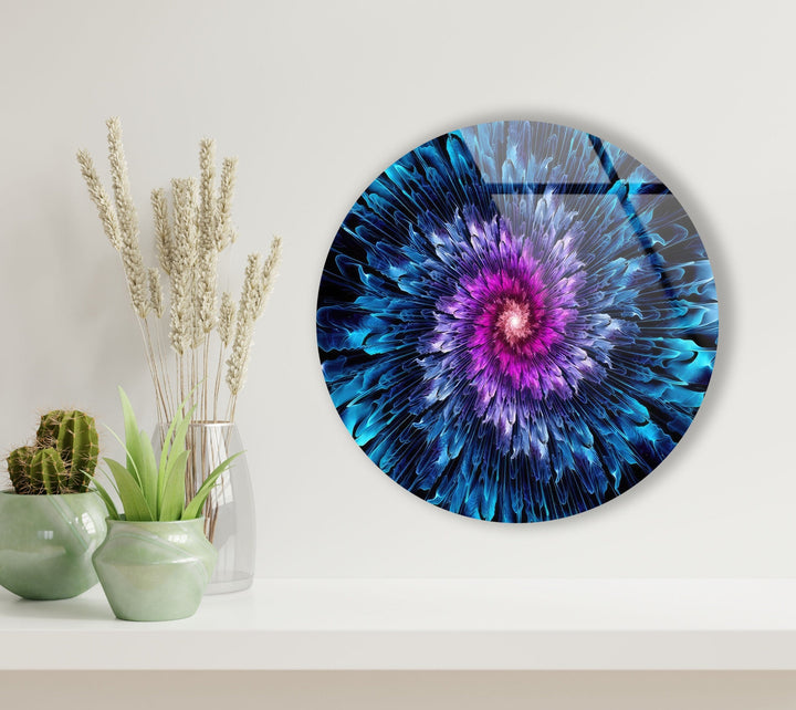 Abstract Round Purple & Blue Glass Wall Art glass wall decor, glass wall art decor
