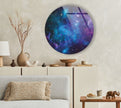 Abstract Round Blue Space Glass Wall Art custom glass photo prints, large glass prints
