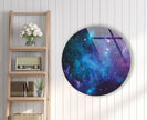 Abstract Round Blue Space Glass Wall Art print on glass, glass printed photos
