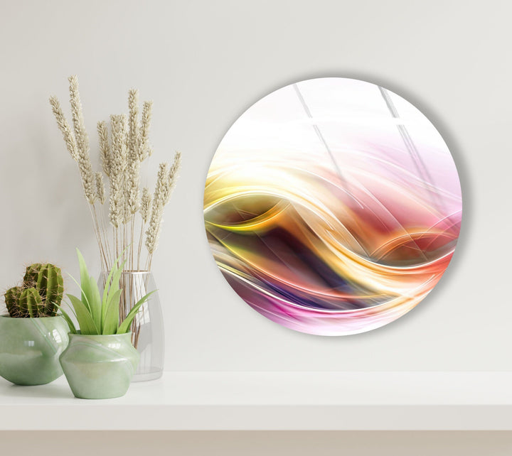 Abstract Round Elegant Light Color Glass Wall Art glass photo prints, glass picture prints
