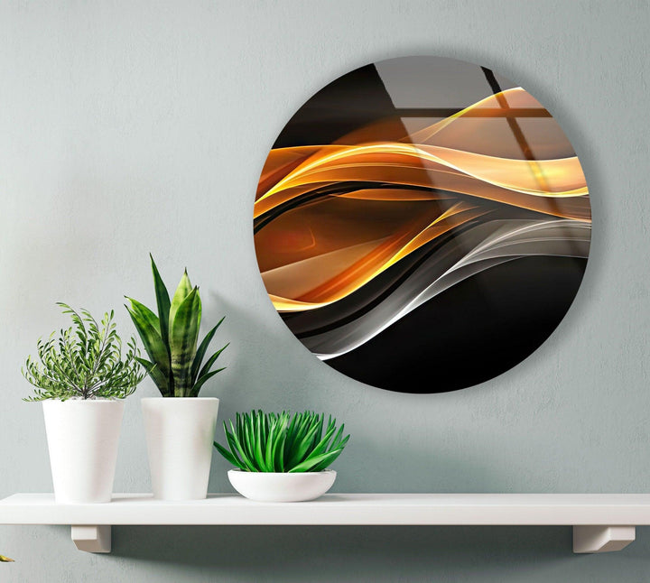 Silver & Gold Abstract Round Glass Wall Art large glass photo prints, glass wall photos
