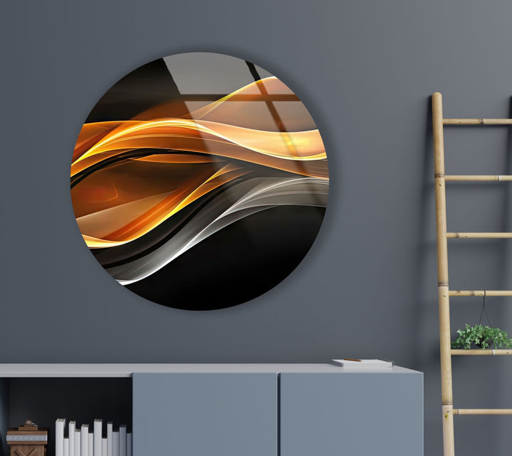 Silver & Gold Abstract Round Glass Wall Art glass image printing, glass prints from photos
