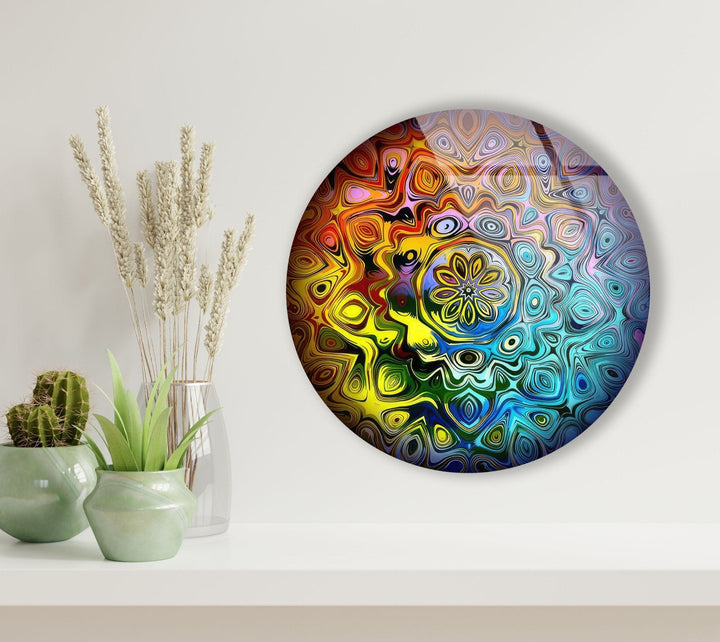 Mandala Round Colored Glass Wall Art  glass image printing, glass prints from photos
