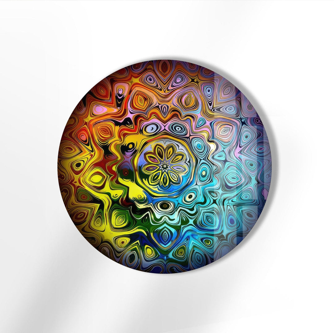 Mandala Round Colored Glass Wall Art glass photo prints, glass picture prints
