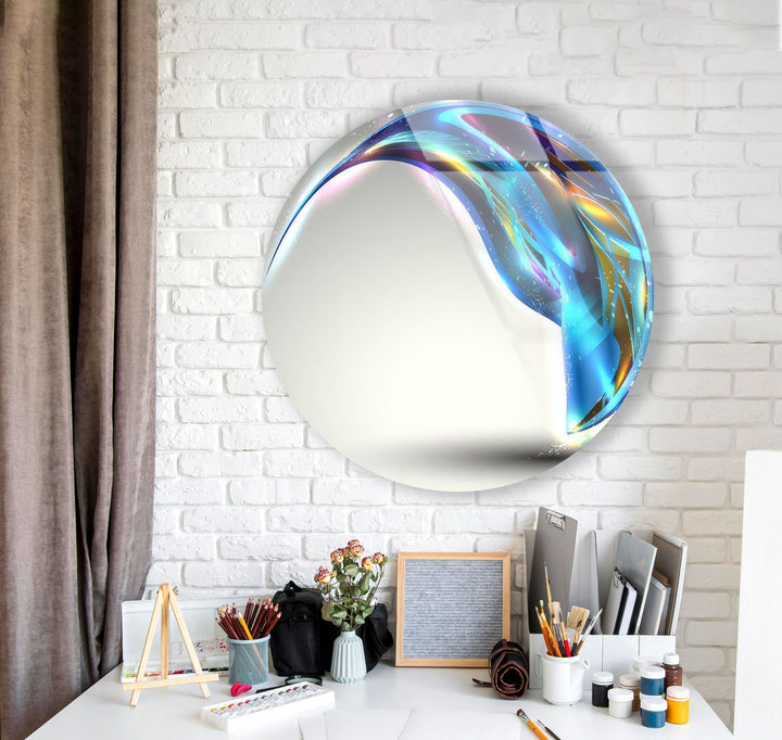 Fantastic Blue Abstract Round Glass Wall Art glass wall decor, glass wall art decor
