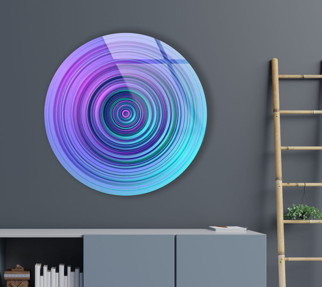 Purple & Blue Spiral Abstract Round Glass Wall Art glass image printing, glass prints from photos
