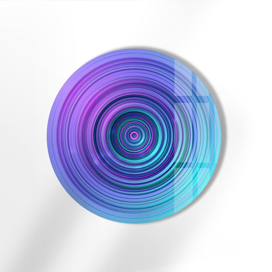 Purple & Blue Spiral Abstract Round Glass Wall Art stained glass wall art, stained glass wall decor
