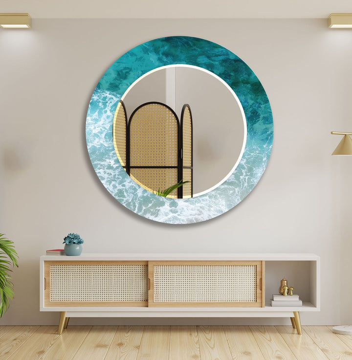 Waves Round Wall Mirror Bedroom Wall Mirror
