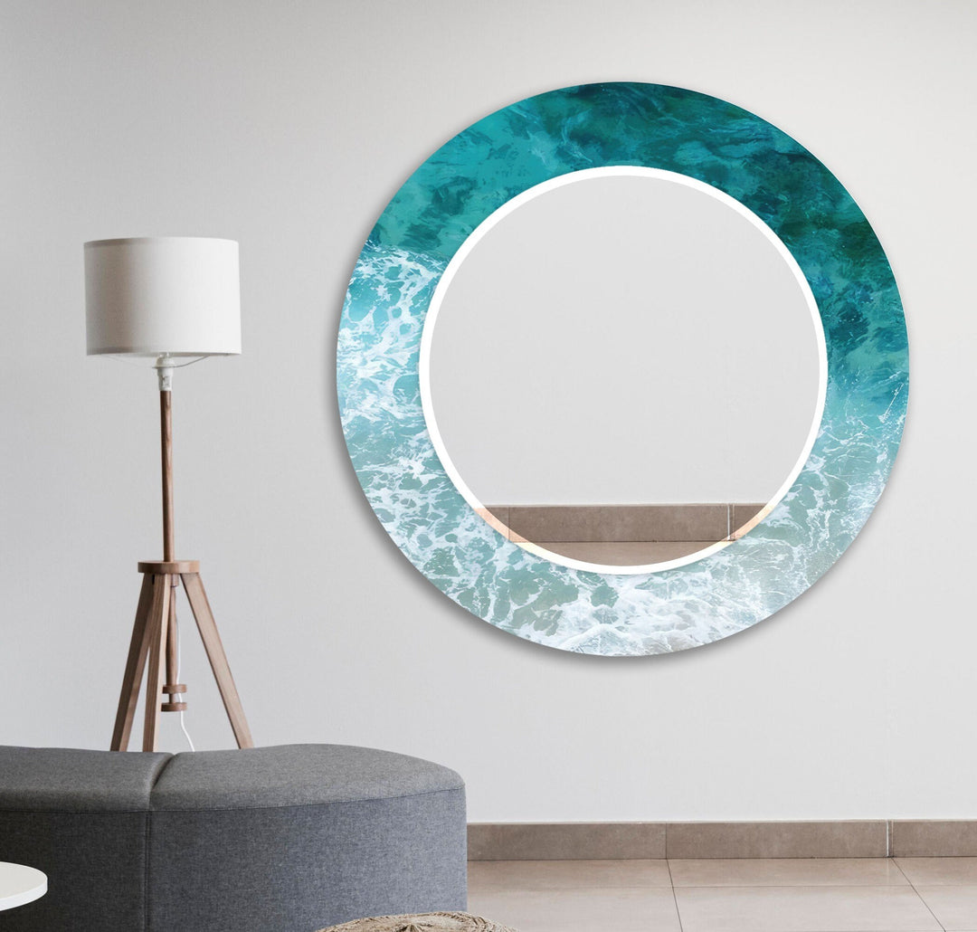 Waves Round Wall Mirror Mosaic Mirror 
