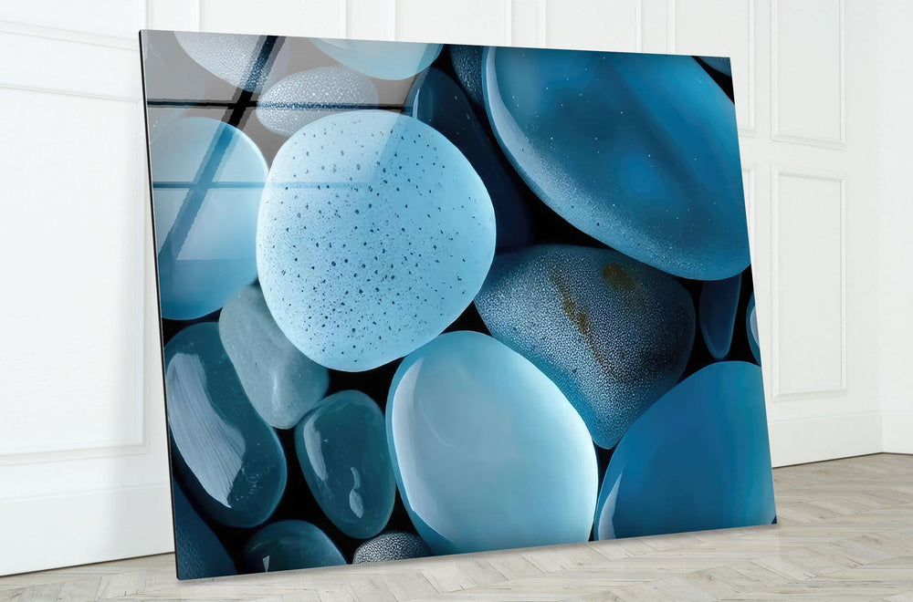 Zen Spa Stones Blue Glass Wall Art large glass photo prints, glass wall photos