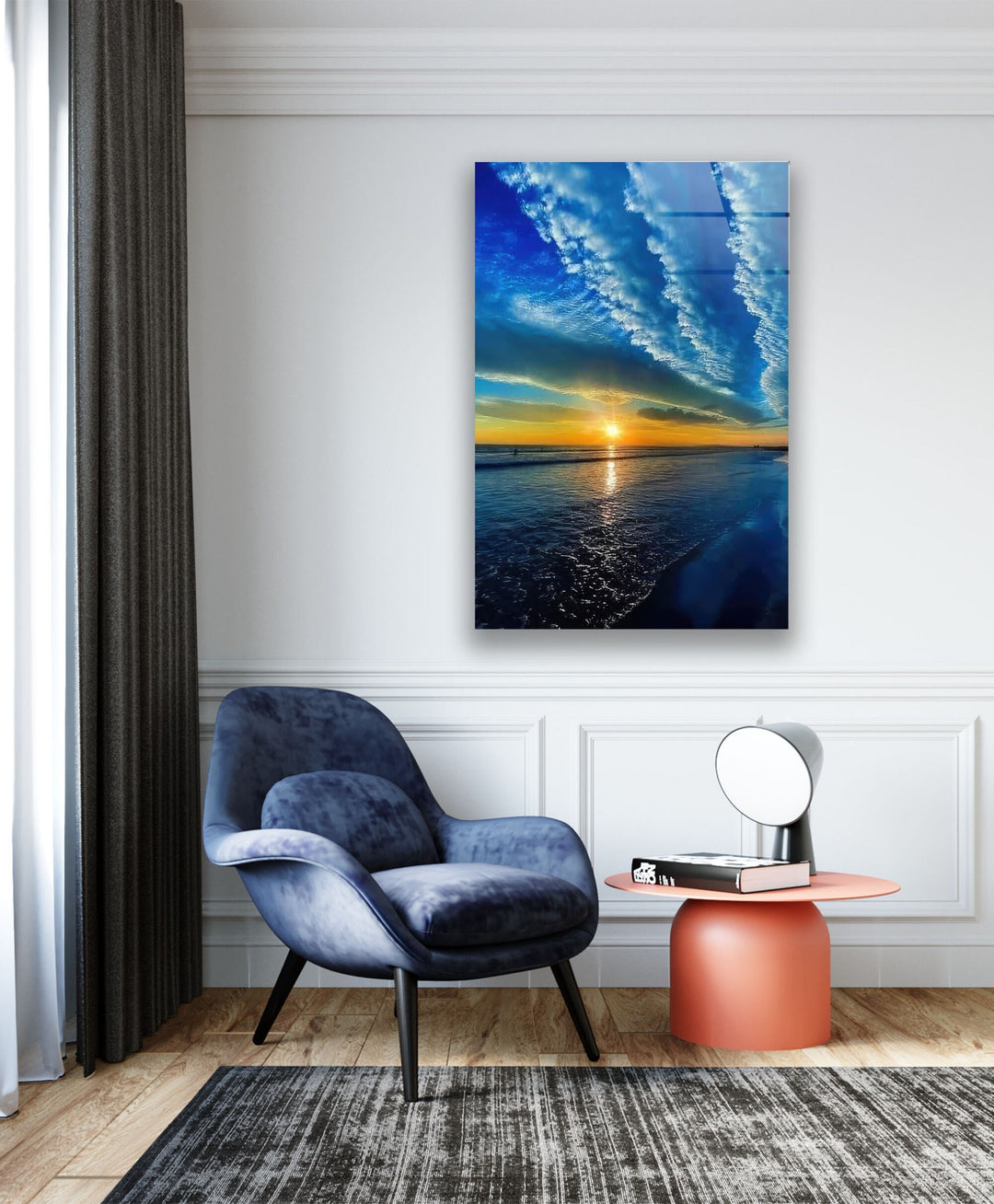 Sunset Over Blue Sea Glass Wall Art glass image printing, glass prints from photos