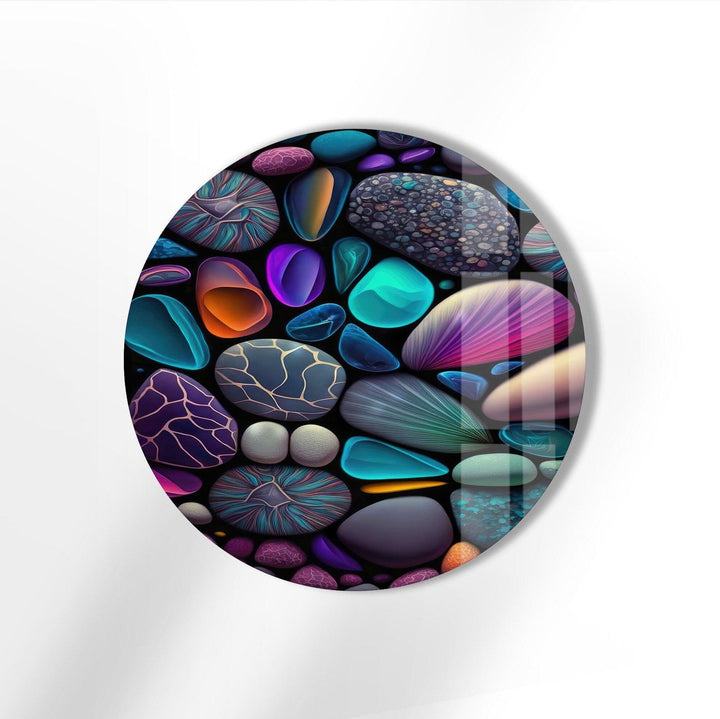 Colored Zen Spa Stones Round Glass Wall Art glass image printing, glass prints from photos
