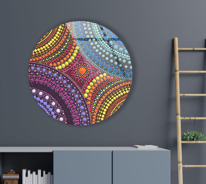 Colored Dots Round Glass Wall Art glass image printing, glass prints from photos
