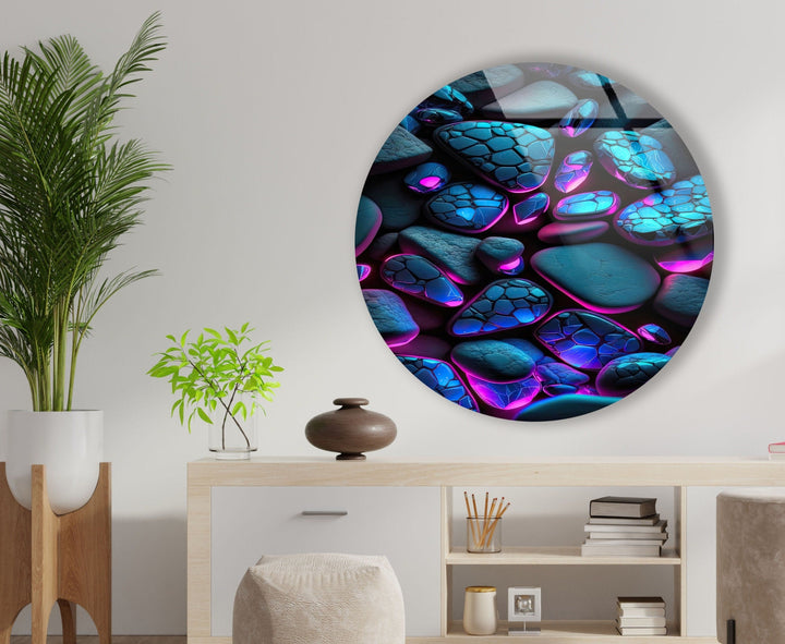 Zen Spa Stones Purple Round Glass Wall Art art glass wall art, glass wall art pictures
