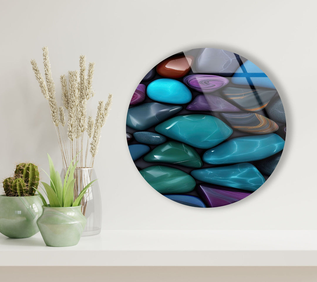 Zen Spa Colored Stones Round Glass Wall Art large glass photo prints, glass wall photos