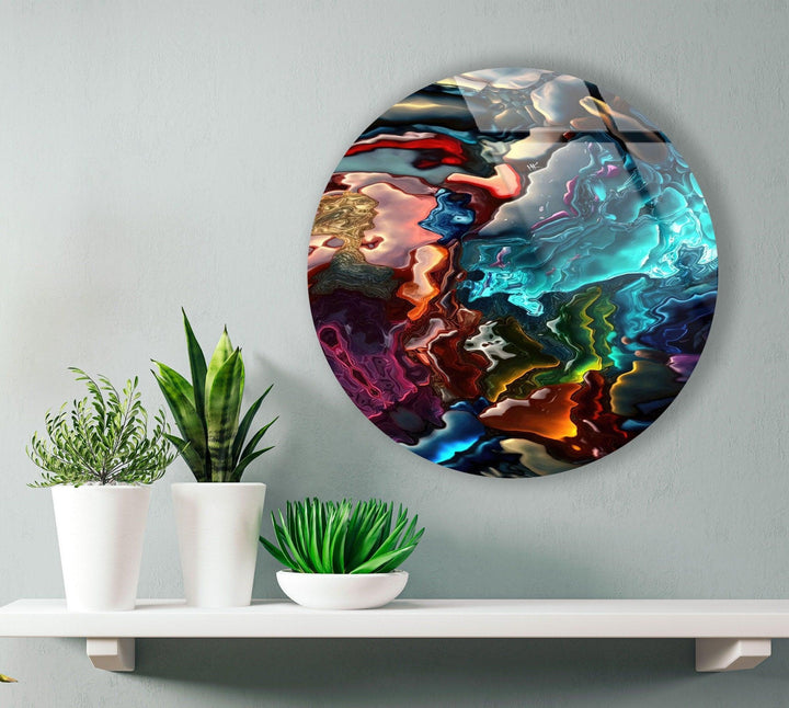 Stained Round Oil Art Colored Glass Wall Art glass image printing, glass prints from photos
