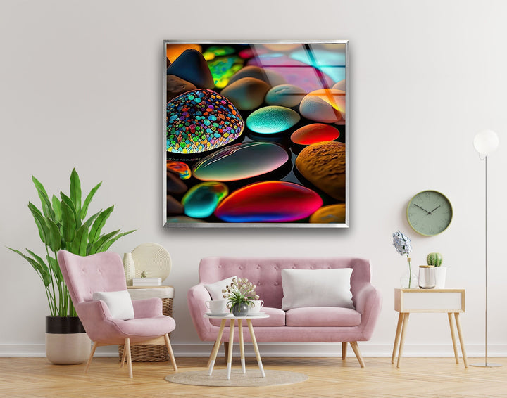 Neon Decor Stones Tempered Glass Wall Art - MyPhotoStation