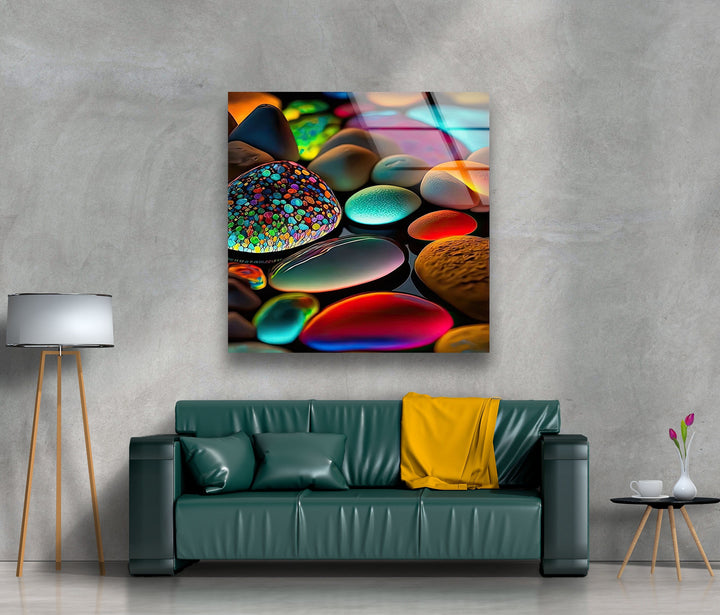 Neon Decor Stones Tempered Glass Wall Art - MyPhotoStation