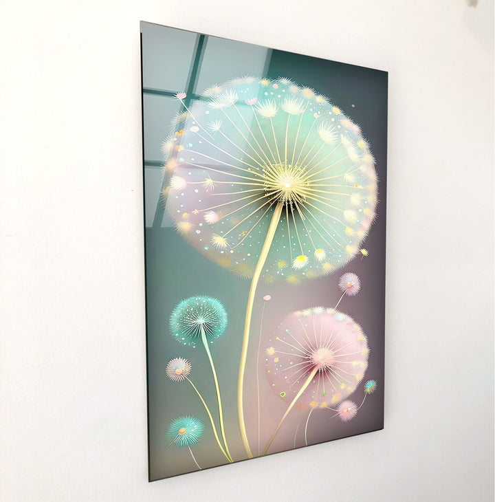 Delicate Pastel Colors Dandelion Glass Wall Art, art glass wall art, glass wall art pictures