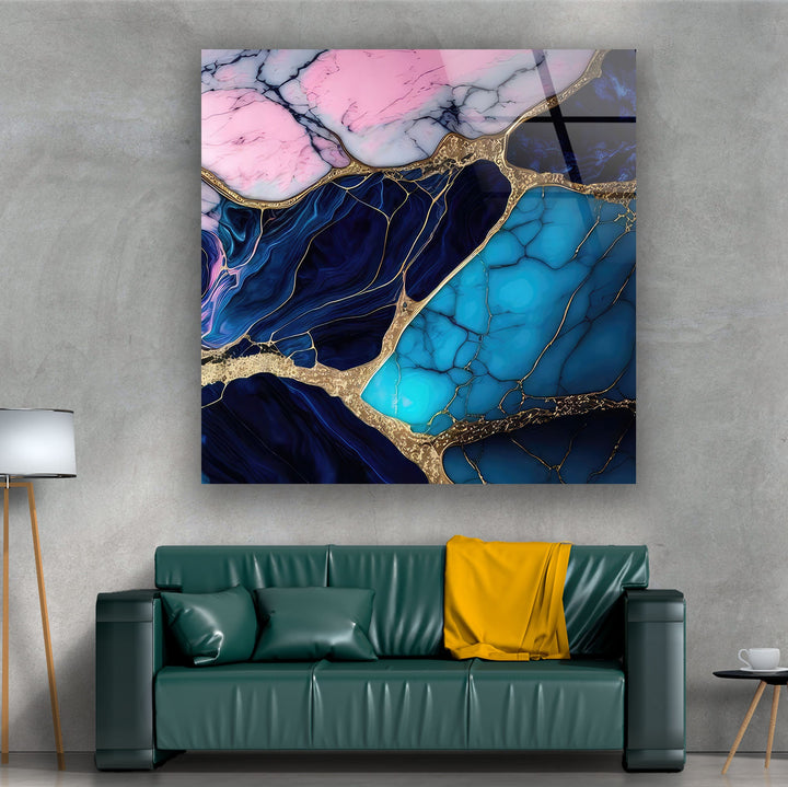 Blue and Pink Marble Glass Picture Prints & Cool Art Pieces