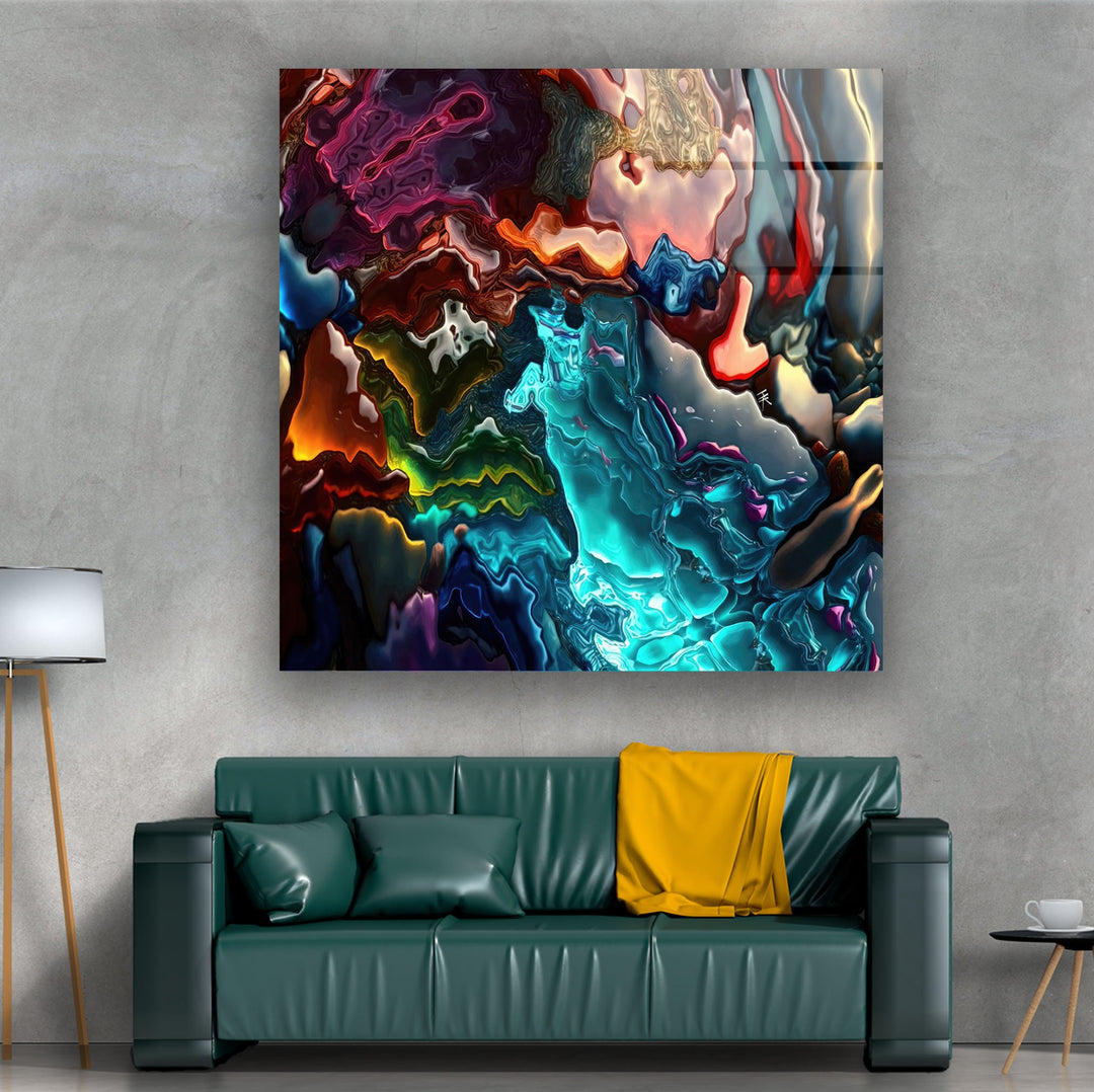 Alcohol ink Blue & Black Glass Wall Art glass image printing, glass prints from photos