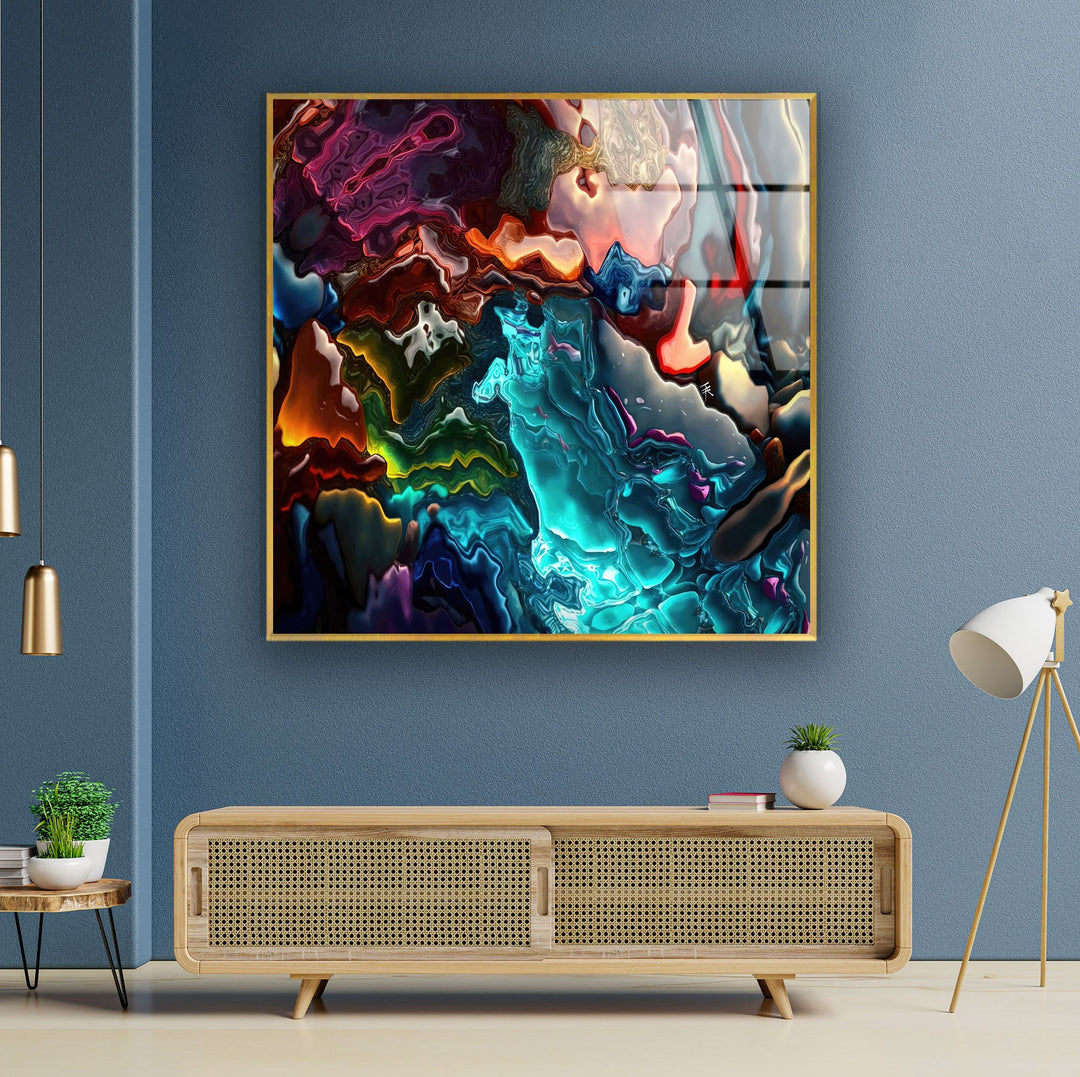 Alcohol ink Blue & Black Glass Wall Art Glass Printing Wall Art, Print photos on glass